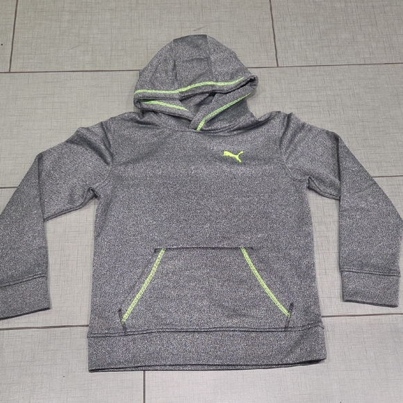 Puma Other - Puma Kids Gray Hoodie with Lime Accents Med 10/12